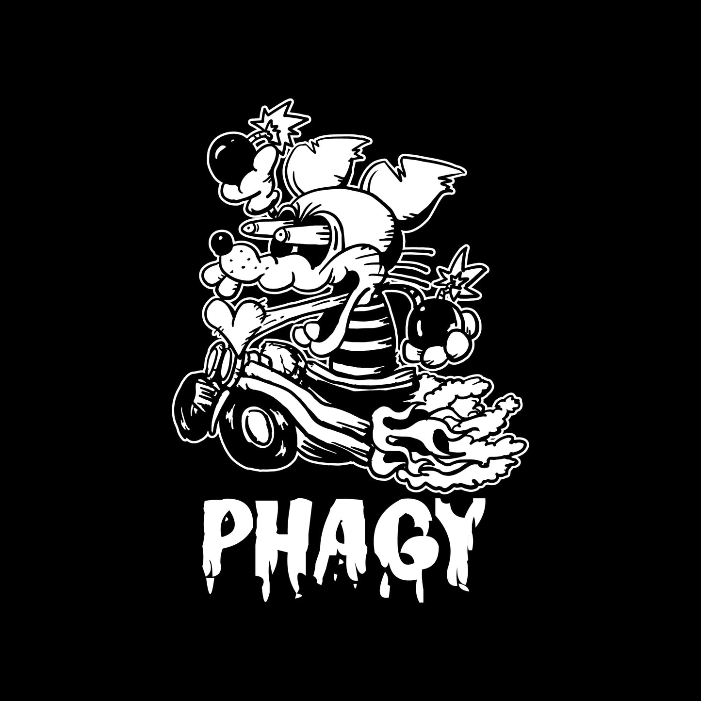 【PHAGY MONSTER】ネズミくんTシャツ/BLK